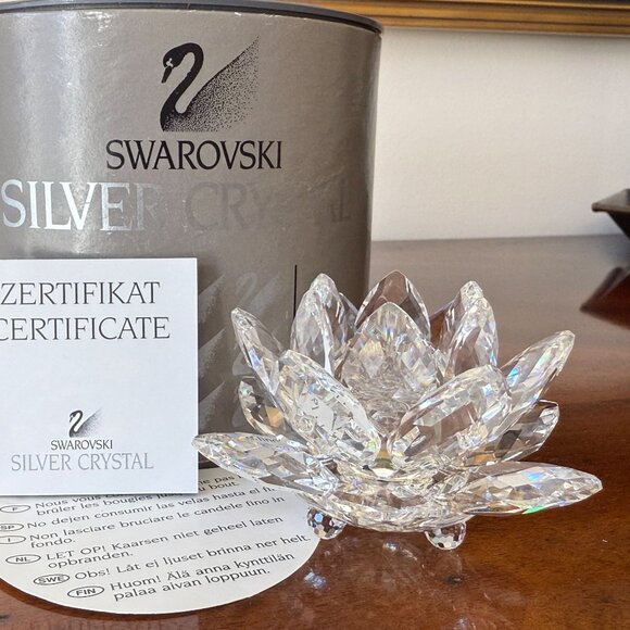 Swarovski Crystal Water Lily Figurine Tea Light Holder MIB & COA - Picture 1 of 16